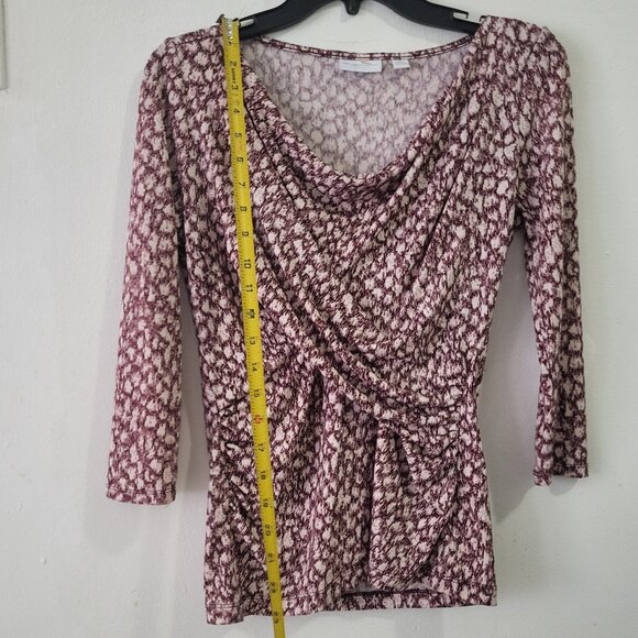 New york & Co white burgundy red stretchy ruched top size XS - Picture 5 of 5